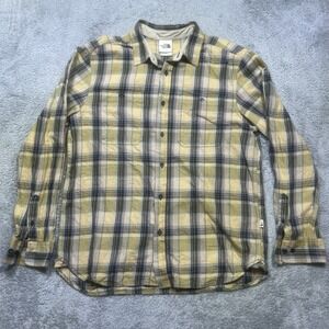 The North Face Flannel Shirt Mens L Yellow Plaid Long Sleeve Button Up Halloween